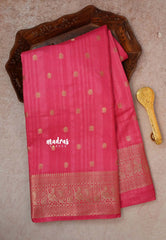 Rose Pink - Madhuram - Soft Matka silk with grooves body and temple peacock border