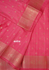 Rose Pink - Madhuram - Soft Matka silk with grooves body and temple peacock border