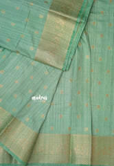 Pista Green - Madhuram - Soft Matka silk with grooves body and temple peacock border