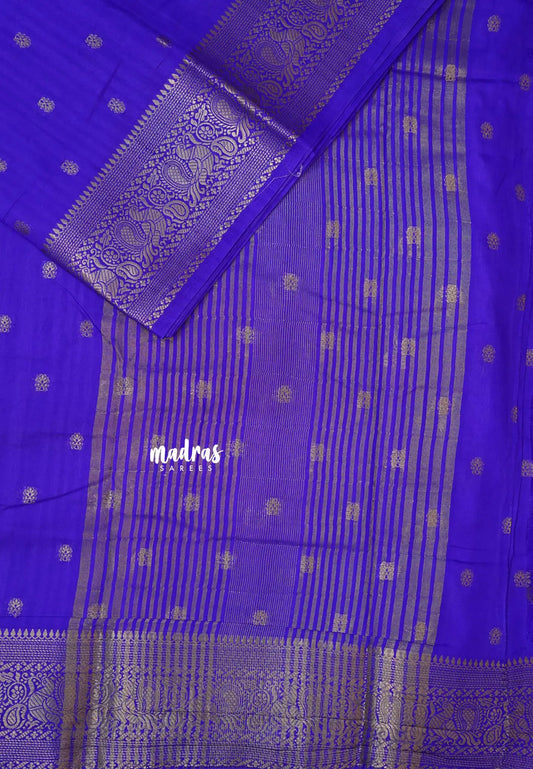 Neon Violet - Madhuram - Soft Matka silk with grooves body and temple peacock border