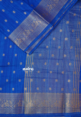 Ananda Blue - Madhuram - Soft Matka silk with grooves body and temple peacock border