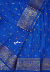 Ananda Blue - Madhuram - Soft Matka silk with grooves body and temple peacock border