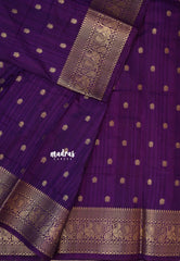 Royal Purple - Madhuram - Soft Matka silk with grooves body and temple peacock border