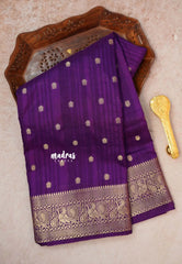 Royal Purple - Madhuram - Soft Matka silk with grooves body and temple peacock border