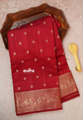 Majestic Maroon - Madhuram - Soft Matka silk with grooves body and temple peacock border
