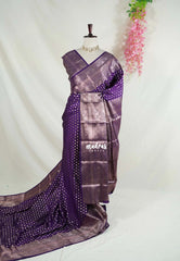 Rich Purple - Madhuram - Soft Matka Silk with Laksham Buttas Floral Border and Rich Pallu - Best for Diwali Festive