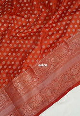 Rust Orange - Madhuram - Soft Matka Silk with Laksham Buttas Floral Border and Rich Pallu - Best for Diwali Festive