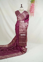 Wine Purple - Madhuram - Soft Matka Silk with Laksham Buttas Floral Border and Rich Pallu - Best for Diwali Festive