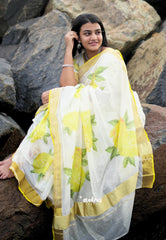 (PRE-BOOKING) Halfwhite - Sowmiya - Organic Bamboo Cotton Digital prints with tissue border