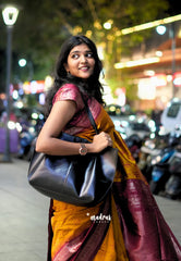 Turmeric Orange - Thendral - Kanchi semi silk buttas body rettapetta border