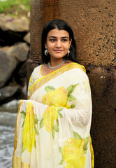 (PRE-BOOKING) Halfwhite - Sowmiya - Organic Bamboo Cotton Digital prints with tissue border