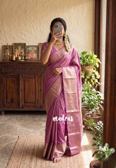 Onion Pink - Madhuram - Soft Matka Silk with Laksham Buttas Floral Border and Rich Pallu - Best for Diwali Festive