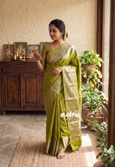 Mehndi Green - Madhuram - Soft Matka Silk with Laksham Buttas Floral Border and Rich Pallu - Best for Diwali Festive