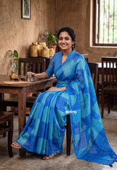Royal Ocean - Pragathi - Linen Cotton Saree with Box Design - Perfect for Office Wear | Casual Wear