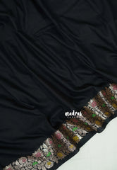 Nightfall Black - Maheswari - Lightweight Cotton Silk Plain Body with Grand blouse  - Best for Small Functions