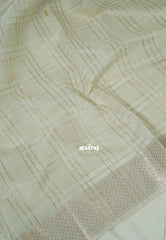 Pastel Pista Green -  Maheswari - Premium Cotton Tissue Silk with Zari Waving and zardosi Embroidery Work in Pallu - Perfect for Festive Wear