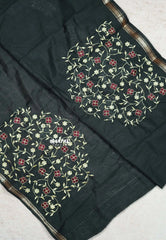 Jamun purple - Maheswari - Premium lightweigt cotton silk with embroidery blouse fabric