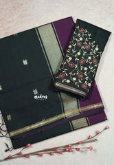 Jamun purple - Maheswari - Premium lightweigt cotton silk with embroidery blouse fabric