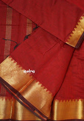Majestic Maroon - Maheswari - lightweigt cotton silk with rich gold border
