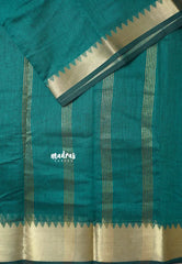Teal green - Maheswari - lightweigt cotton silk with rich gold border