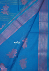 Neelanjali Blue - Maheswari - Cotton Silk with Buttas and Small Border - Best for Small Functions