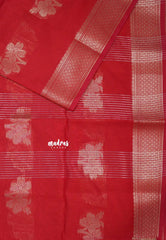 Dual Shade Red - Maheswari - Cotton Silk with Buttas and Small Border - Best for Small Functions
