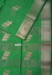 Parrot Green - Maheswari - Cotton Silk with Buttas and Small Border - Best for Small Functions