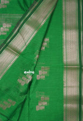 Parrot Green - Maheswari - Cotton Silk with Buttas and Small Border - Best for Small Functions