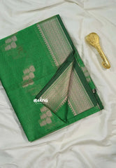 Parrot Green - Maheswari - Cotton Silk with Buttas and Small Border - Best for Small Functions