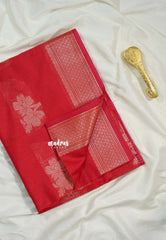 Dual Shade Red - Maheswari - Cotton Silk with Buttas and Small Border - Best for Small Functions