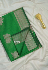 Regal Parrot Green - Maheswari - Cotton Silk with Buttas and Small Border - Best for Small Functions