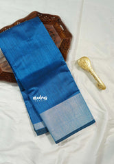 Peacock Blue - Maheswari - Maheswari cotton silk with tissue border - Best for Simple Functions