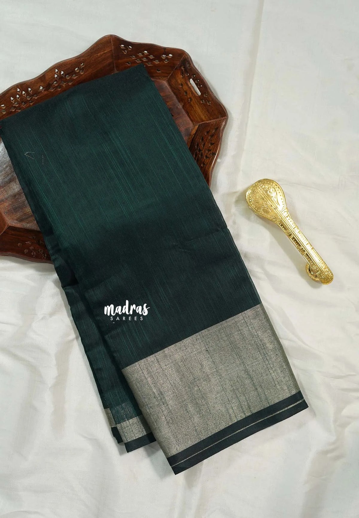 Midnight Emerald - Maheswari - Maheswari cotton silk with tissue border - Best for Simple Functions