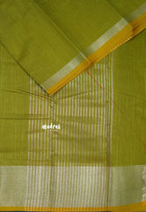 Dual Shade Yellowish Green - Maheswari - Maheswari cotton silk with tissue border - Best for Simple Functions