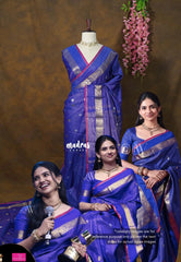 MS Amma Blue - Kanimozhi - Soft Silk Zari Checks with Floral Border Mamitha Baiju - Best for Wedding Wear