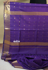 Rich Purple - Mangalgiri semi pattu buttas body with zari border