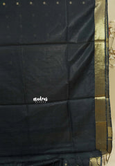 Black - Mangalgiri semi pattu buttas body with zari border