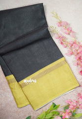 Elephant Black - Ananya - Soft Mangalore Silk Plain Saree with Skirt Border - Best for Office Wear