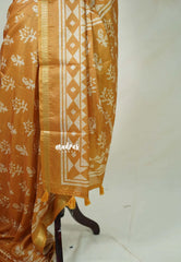 Mustard Glow - Ananya - Soft Mangalore silk floral design with Border - Best for Office Wear