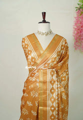 Mustard Glow - Ananya - Soft Mangalore silk floral design with Border - Best for Office Wear