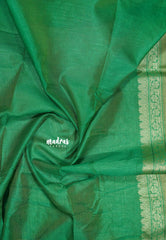 Garden Green - Manjari - Premium raw silk with full weaving buttas body with Multi zari Border
