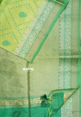 Garden Green - Manjari - Premium raw silk with full weaving buttas body with Multi zari Border