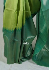 Light and Dark Green - Manjari -  Raw Silk in Raising Kanjivaram Weaving Style - Best for Small Functions | Pooja | Reception