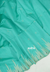 Turquoise Green - Manjari - Raw Silk Premium Paithani Weaving border and work Blouse  - Best for Small Functions | Pooja