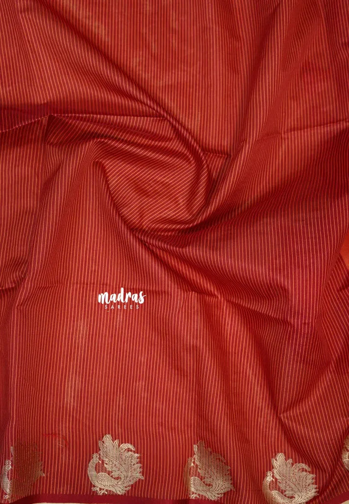 Peach - Manjari - Premium Raw silk with Peacock weaving border and buttas