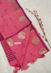 Pastel Pink - Manjari - Premium Raw silk with Peacock weaving border and buttas