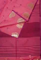 Pastel Pink - Manjari - Premium Raw silk with Peacock weaving border and buttas