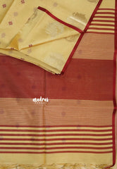 Beige Sandal - Manjari - Premium Raw silk with Peacock weaving border and buttas