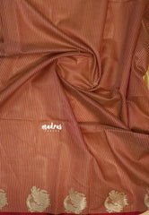 Beige Sandal - Manjari - Premium Raw silk with Peacock weaving border and buttas