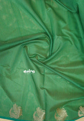 Fresh Green - Manjari - Premium Raw silk with Peacock weaving border and buttas